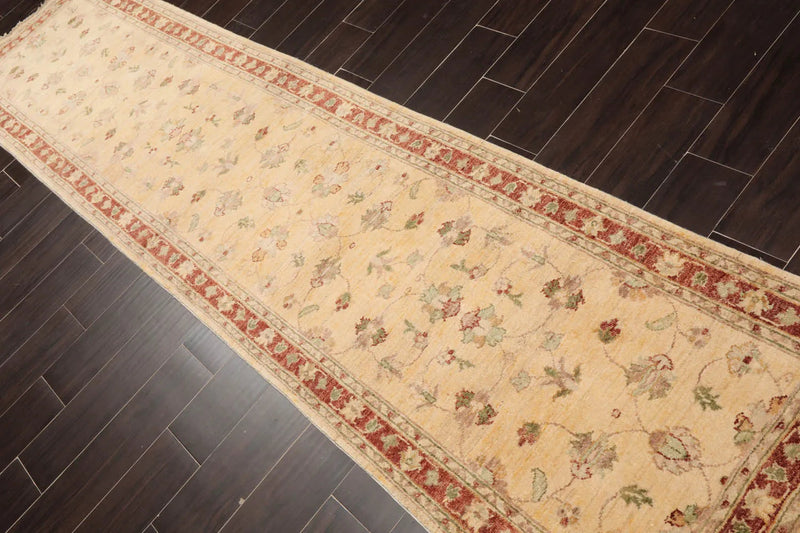 2'6''x10'6'' Beige, Rust Hand Knotted 100% Wool Chobi Peshawar Traditional Oriental Area Rug Runner