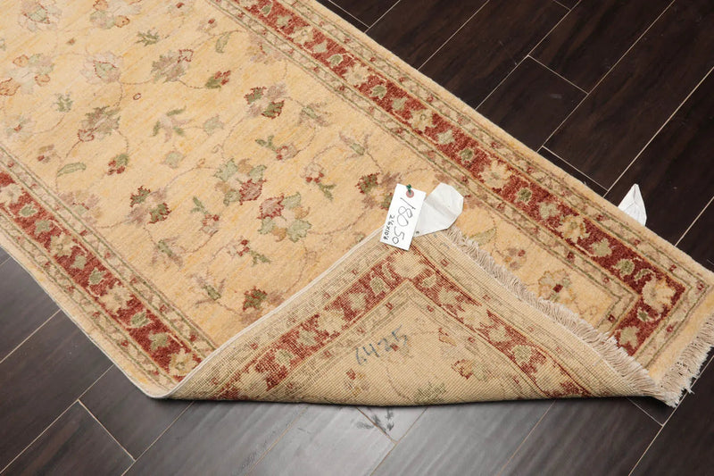 2'6''x10'6'' Beige, Rust Hand Knotted 100% Wool Chobi Peshawar Traditional Oriental Area Rug Runner