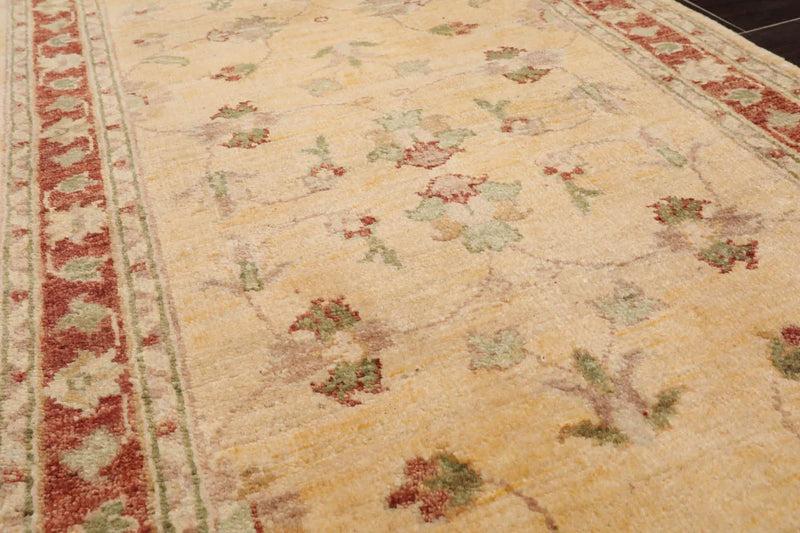 2'6''x10'6'' Beige, Rust Hand Knotted 100% Wool Chobi Peshawar Traditional Oriental Area Rug Runner