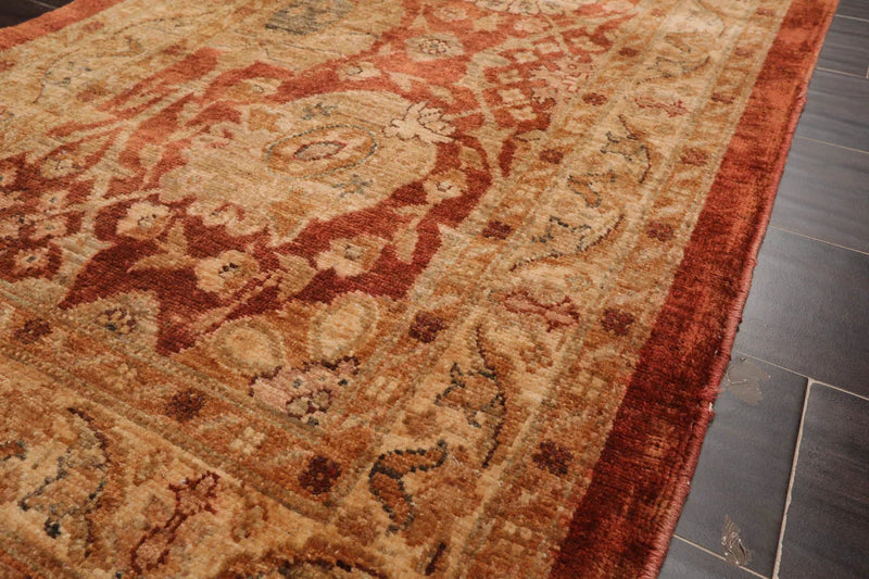 2'8''x11'4'' Terracotta, Beige Hand Knotted 100% Wool Chobi Peshawar Traditional Oriental Area Rug Pale Runner
