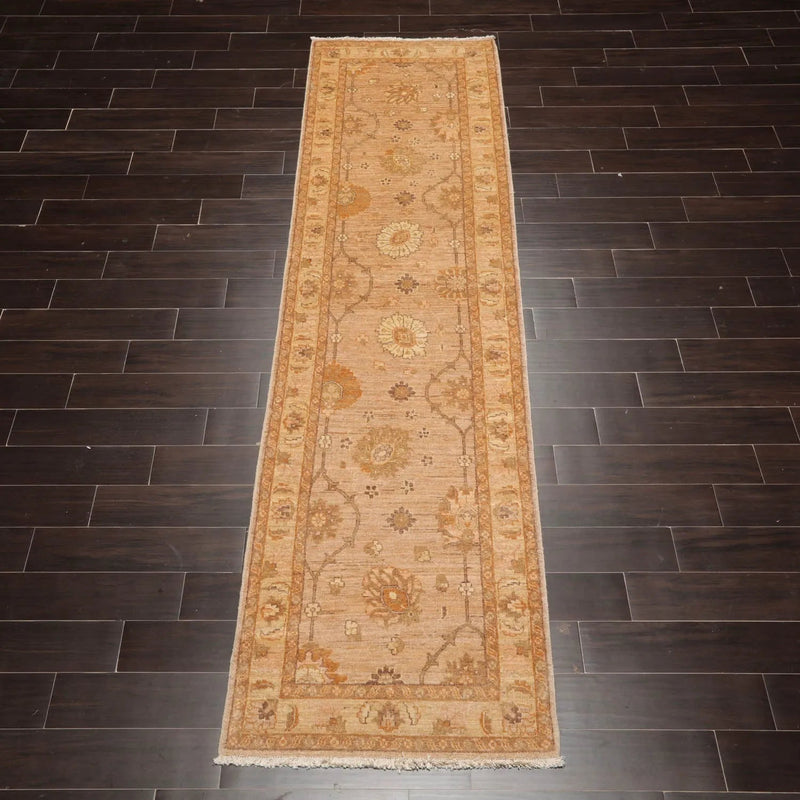 2'8''x10'8'' Tan, Caramel Hand Knotted 100% Wool Peshawar Traditional Oriental Area Rug Runner