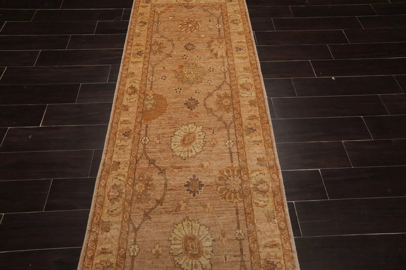 2'8''x10'8'' Tan, Caramel Hand Knotted 100% Wool Peshawar Traditional Oriental Area Rug Runner