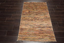 3'2''x4'10'' Beige, Blue Hand Knotted 100% Wool Peshawar Modern & Contemporary Oriental Area Rug