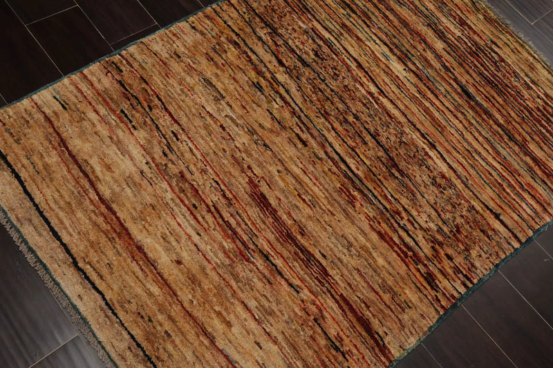 3'6''x5' Beige, Tan Hand Knotted 100% Wool Peshawar Traditional Oriental Area Rug