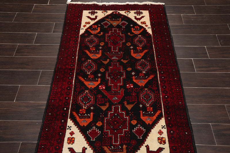 3'6" x 6' Hand Knotted 100% Wool Traditional Gabbehh Oriental Area Rug Charcoal