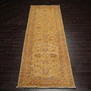 4'7''x12'5'' Runner Beige, Gold Hand Knotted Persian 100% Wool Chobi Peshawar Traditional  Oriental Area Rug
