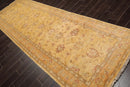 4'7''x12'5'' Runner Beige, Gold Hand Knotted Persian 100% Wool Chobi Peshawar Traditional  Oriental Area Rug
