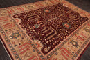8'11" x 12' Hand Knotted S.fine Peshawar Stone Wash Oriental Area Rug Maroon