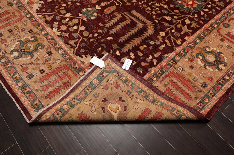 8'11" x 12' Hand Knotted S.fine Peshawar Stone Wash Oriental Area Rug Maroon