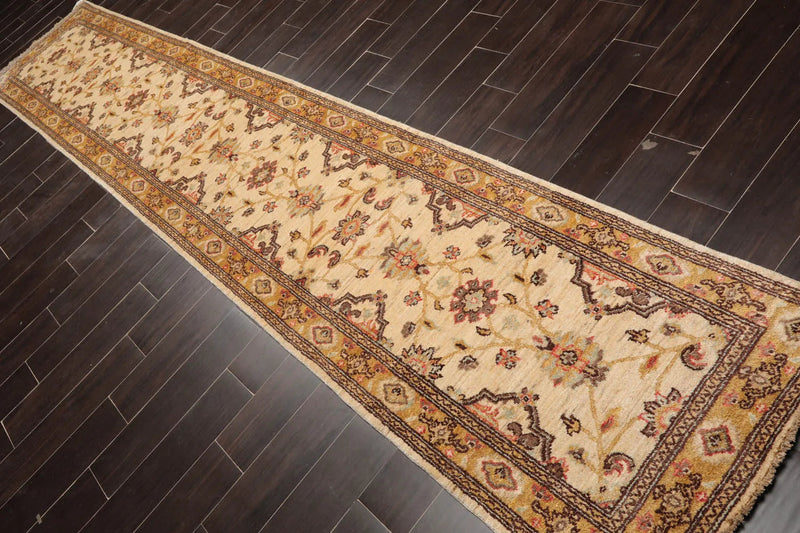 2'11''x13'8'' Runner Beige,Gold Hand Knotted Persian 100% Wool Chobi Peshawar Traditional  Oriental Area Rug