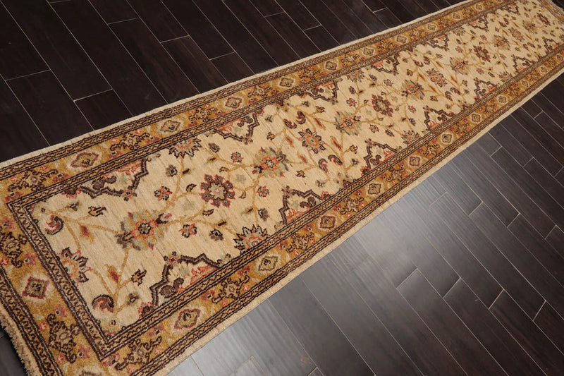 2'11''x13'8'' Runner Beige,Gold Hand Knotted Persian 100% Wool Chobi Peshawar Traditional  Oriental Area Rug