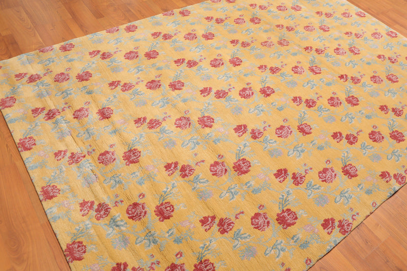 6' x 8'10" Hand Knotted 100% Wool Tibetan Area rug Modern Gold