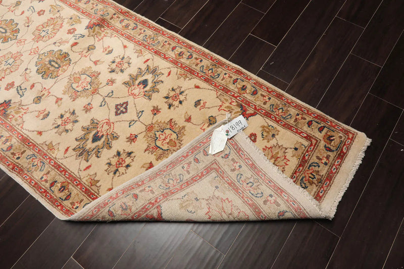 3'1''x22'6'' Runner Beige,Coral Hand Knotted Persian 100% Wool Chobi Peshawar Traditional  Oriental Area Rug