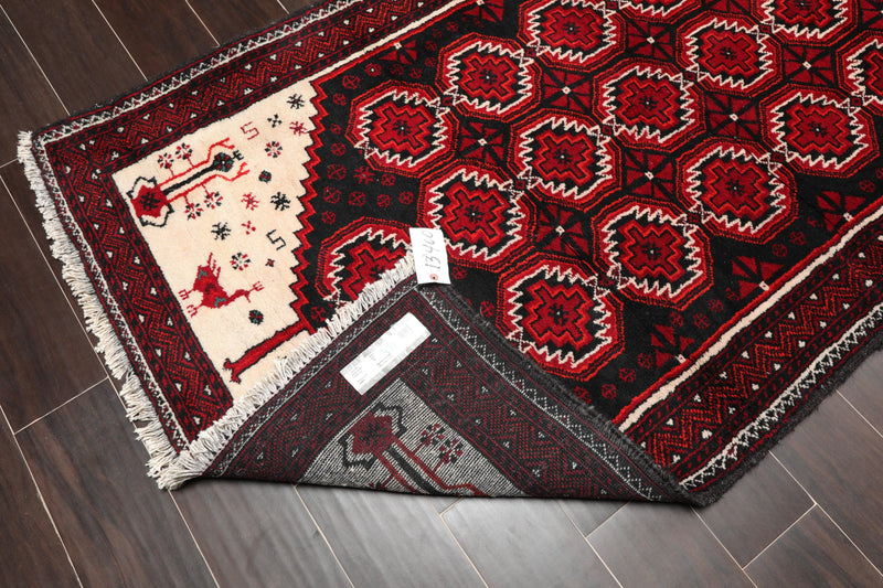 3'9" x 6'4" Hand Knotted Traditional 100% Wool Tribal Oriental Area Rug Black