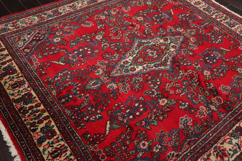 6x9 Red, Ivory Hand Knotted 100% Wool Designer Traditional Oriental Area Rug