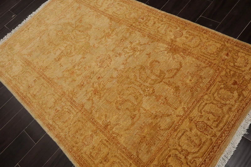 4x6 Light Gold, Brown Hand Knotted Persian 100% Wool Chobi Peshawar Traditional Oriental Area Rug