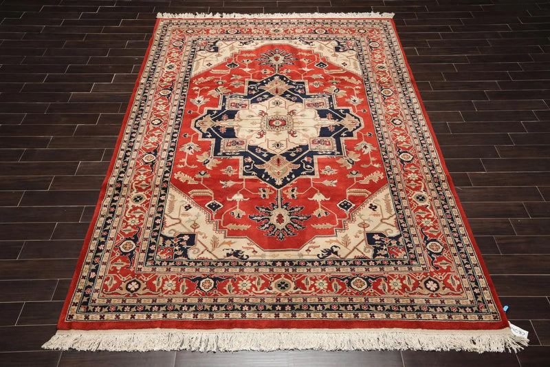 8'2'' x 11'9'' Hand Knotted 100% Wool Rare Romanian Herizz Area Rug Burnt Orange