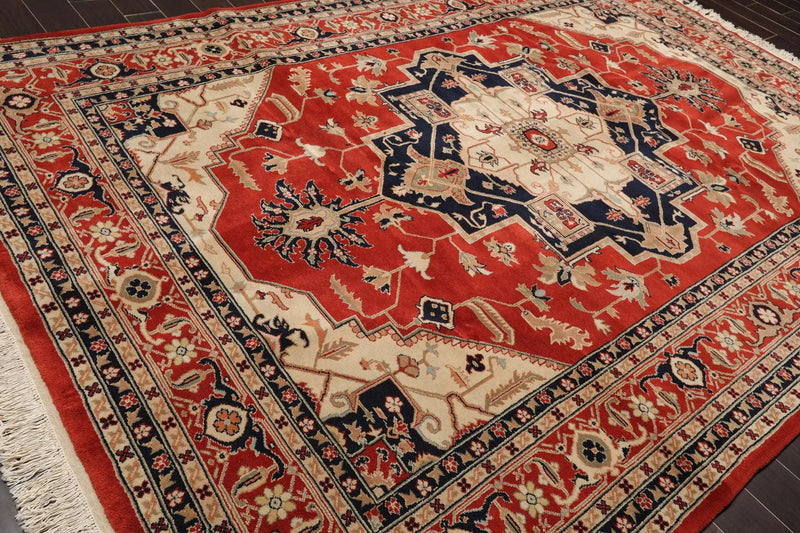 8'2'' x 11'9'' Hand Knotted 100% Wool Rare Romanian Herizz Area Rug Burnt Orange
