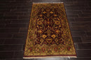 4x6 Aubergine, Green Hand Knotted 100% Wool Agra Traditional Oriental Area Rug