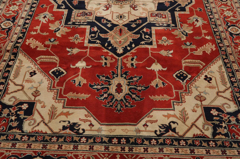 8'2'' x 11'9'' Hand Knotted 100% Wool Rare Romanian Herizz Area Rug Burnt Orange