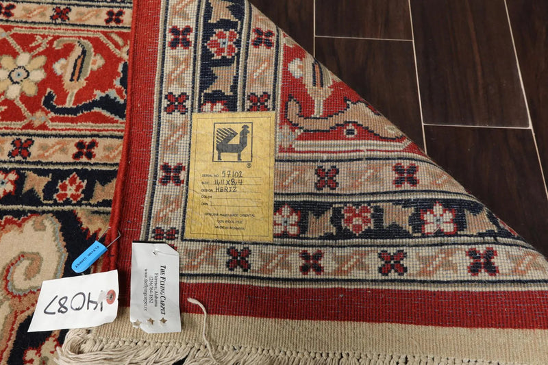 8'2'' x 11'9'' Hand Knotted 100% Wool Rare Romanian Herizz Area Rug Burnt Orange