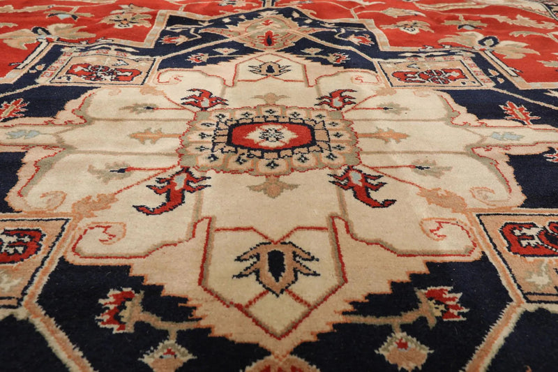 8'2'' x 11'9'' Hand Knotted 100% Wool Rare Romanian Herizz Area Rug Burnt Orange