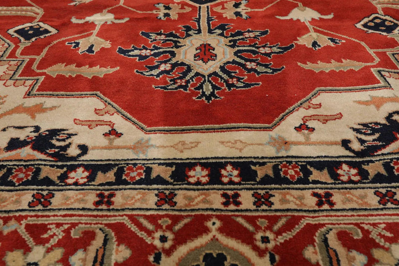 8'2'' x 11'9'' Hand Knotted 100% Wool Rare Romanian Herizz Area Rug Burnt Orange