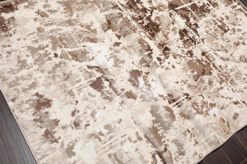 5' x 7' Modern Abstract 100% Polypropylene Oriental Area Rug Ivory