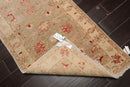 2'8''x9'9'' Runner Taupe, Beige Hand Knotted 100% Wool Chobi Peshawar Traditional Oriental Area Rug