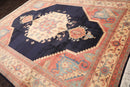 8'11'' x 11'8" Hand Knotted Wool Rare Romanian Seraapi Traditional Area Rug Navy