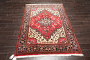 5' x 6'5" Hand Knotted Traditional 100% Wool Herizz Oriental Area Rug Red Ivory