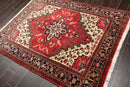 5' x 6'5" Hand Knotted Traditional 100% Wool Herizz Oriental Area Rug Red Ivory