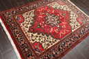 5' x 6'5" Hand Knotted Traditional 100% Wool Herizz Oriental Area Rug Red Ivory