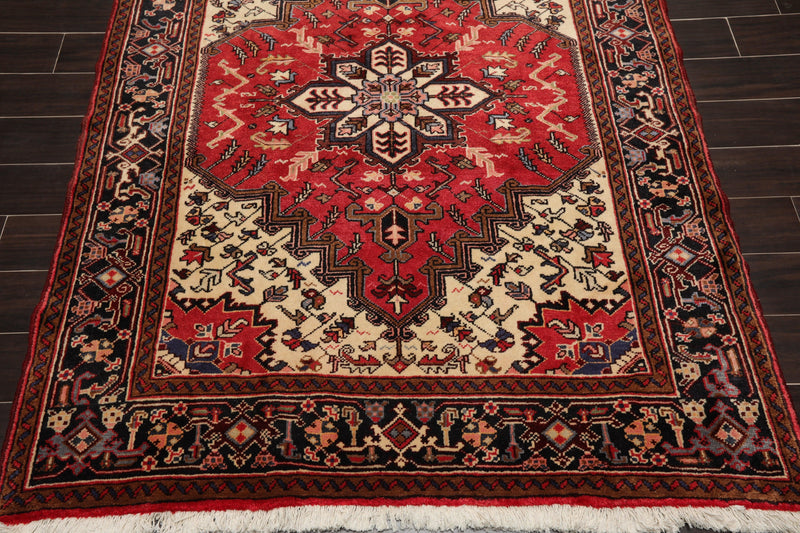 5' x 6'5" Hand Knotted Traditional 100% Wool Herizz Oriental Area Rug Red Ivory