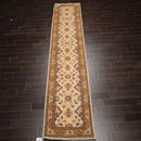 2'7''x13'8'' Runner Beige, Gold Hand Knotted Persian 100% Wool Chobi Peshawar Traditional Oriental Area Rug