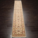 2'7''x13'4'' Runner Beige, Green Hand Knotted Persian 100% Wool Chobi Peshawar Traditional Oriental Area Rug