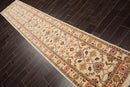 2'7''x13'4'' Runner Beige, Green Hand Knotted Persian 100% Wool Chobi Peshawar Traditional Oriental Area Rug