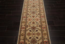 2'7''x13'4'' Runner Beige, Green Hand Knotted Persian 100% Wool Chobi Peshawar Traditional Oriental Area Rug