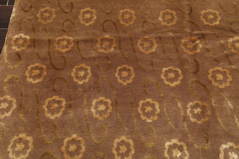 6' x 9'Hand Knotted S.Fine Wool & Silk Tibetan Oriental Area Rug Traditional Tan