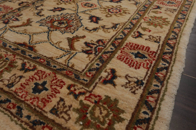2'7''x13'4'' Runner Beige, Green Hand Knotted Persian 100% Wool Chobi Peshawar Traditional Oriental Area Rug
