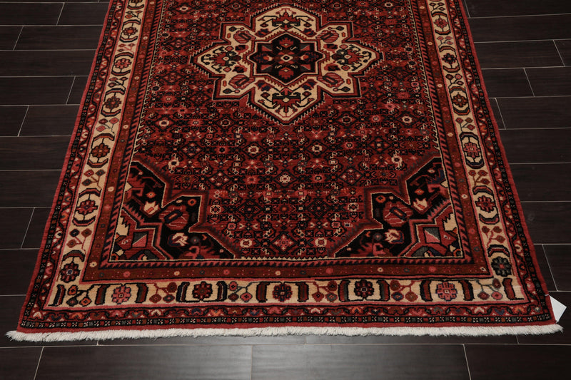 5'1" x 6'10" Hand Knotted 100% Wool Vegetable Dyes Oriental Area Rug Red