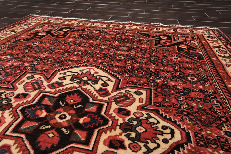 5'1" x 6'10" Hand Knotted 100% Wool Vegetable Dyes Oriental Area Rug Red