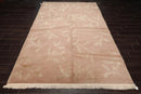 6x9 Tan, Green Hand Knotted Tibetan Wool and Silk Tibetan Traditional Oriental Area Rug
