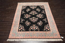 7'8'' x 9'8'' Hand Knotted Wool Rare Romanian Saroukk Traditional Area Rug Black