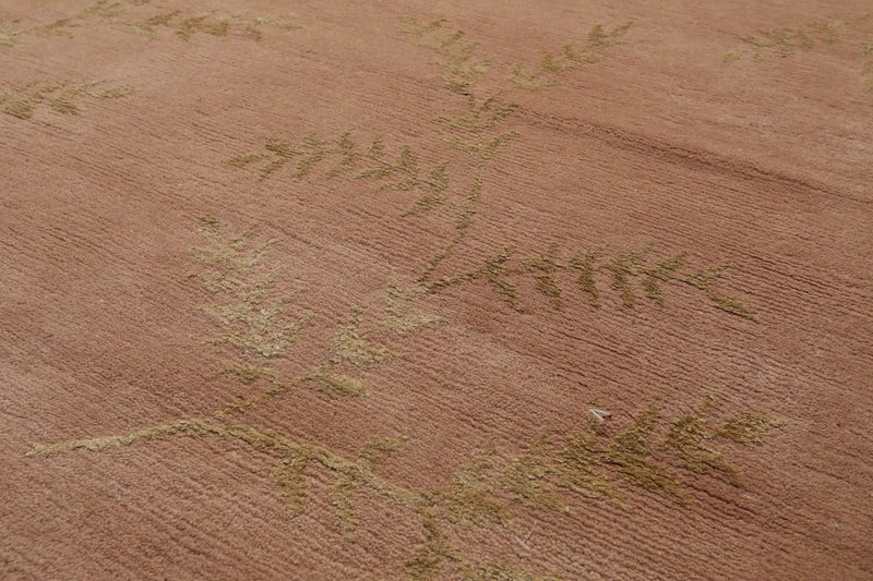 6x9 Tan, Green Hand Knotted Tibetan Wool and Silk Tibetan Traditional Oriental Area Rug