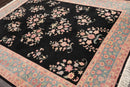 7'8'' x 9'8'' Hand Knotted Wool Rare Romanian Saroukk Traditional Area Rug Black