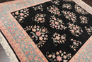 7'8'' x 9'8'' Hand Knotted Wool Rare Romanian Saroukk Traditional Area Rug Black