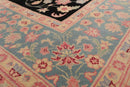 7'8'' x 9'8'' Hand Knotted Wool Rare Romanian Saroukk Traditional Area Rug Black