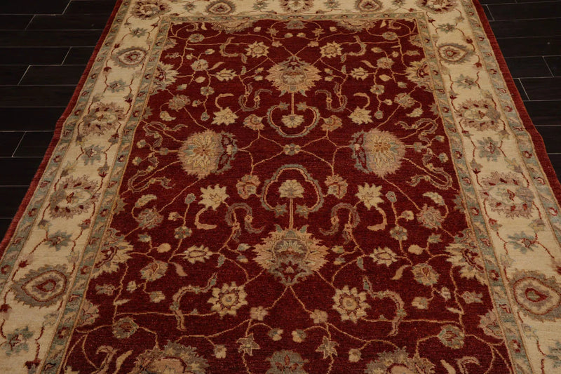 6x9 Rust, Ivory  Hand Knotted Persian 100% Wool Chobi Peshawar Traditional Oriental Area Rug