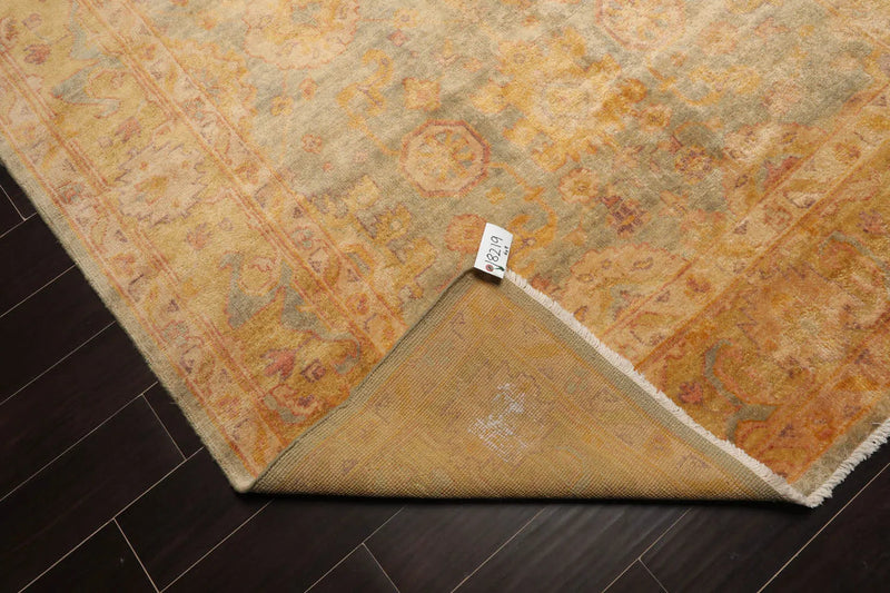 6x9 Aqua, Gold Hand Knotted Oushak 100% Wool Kalaty Traditional Oriental Area Rug